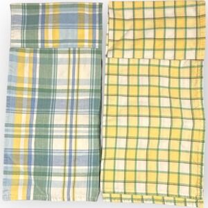 4 Park Designs Plaid Kitchen Tea Towels Yellow Green Blue Cotton Farmhouse India